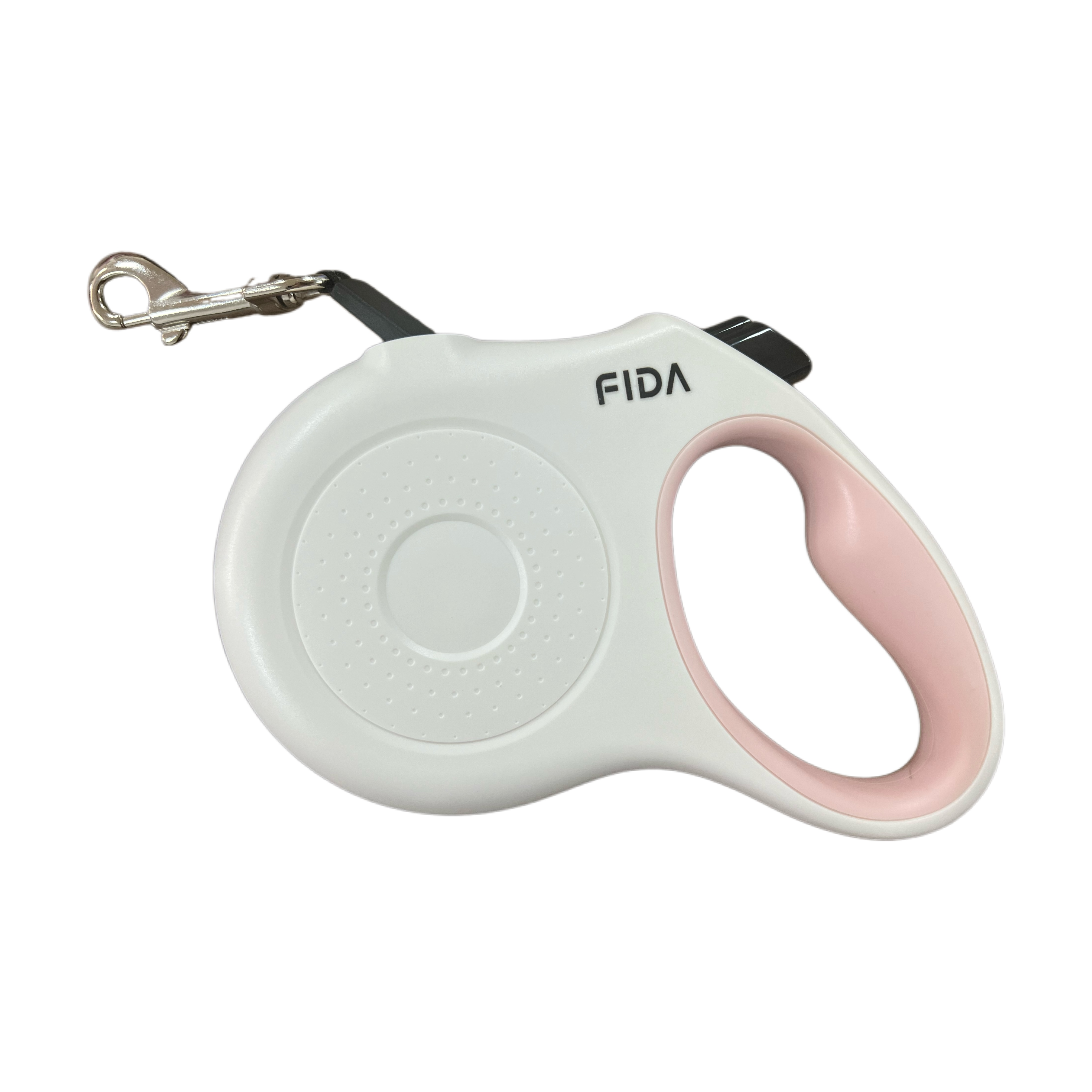 FIDA Retractable Dog Leash with Ergonomic Grip – White & Pink