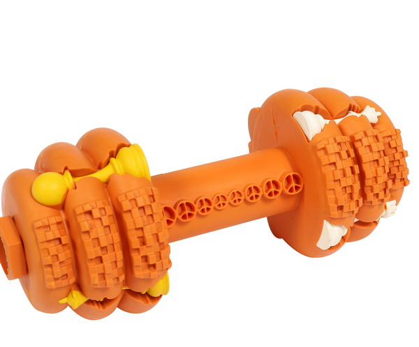 Orange Round Barbell Dog Chew Toy