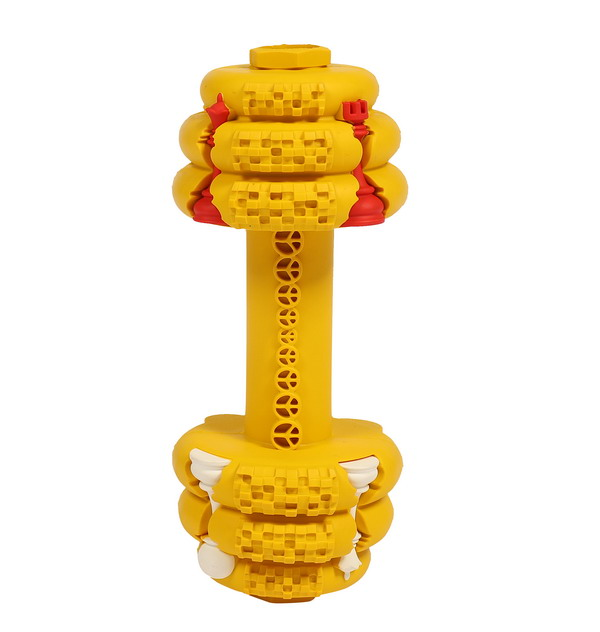 Yellow Round Barbell Dog Chew Toy 
