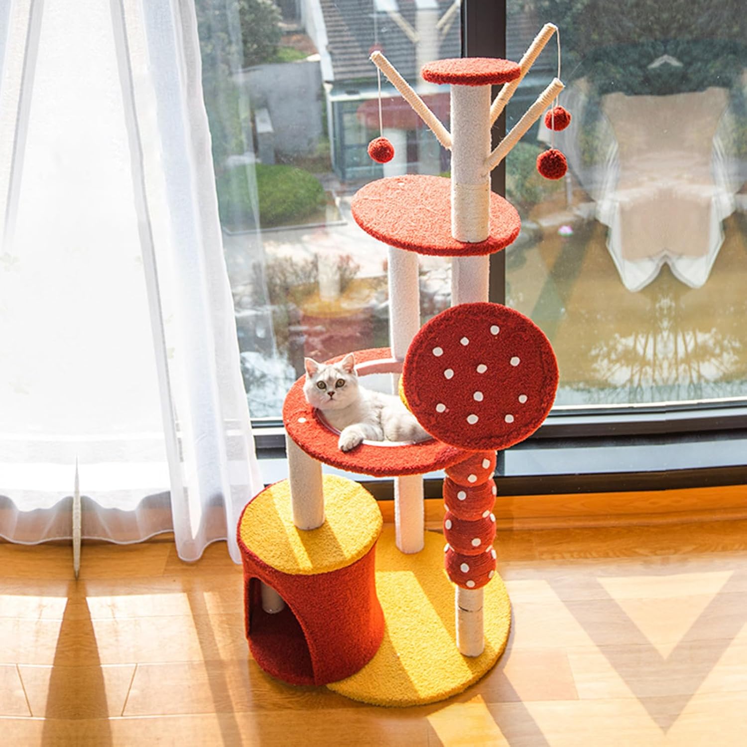 Gimnasio para Gatos Fun Cat Tree with Space Capsule Cat Bed Multi-Layer Platform for Cats to Play and Sleep