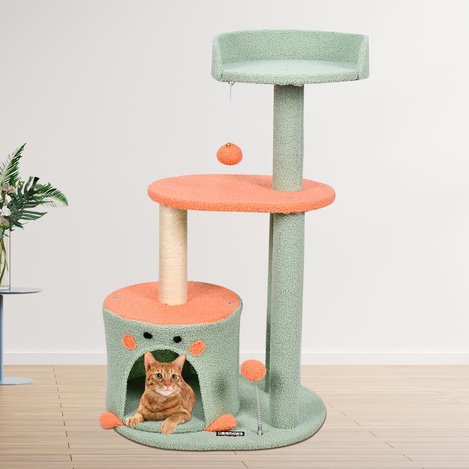 33-in Heavy-Duty Cat Tree for Large Cats, Multi-Level Tower with Sisal Scratching Posts, Plush Perch, Hammock & Condo Anti-Tip Design