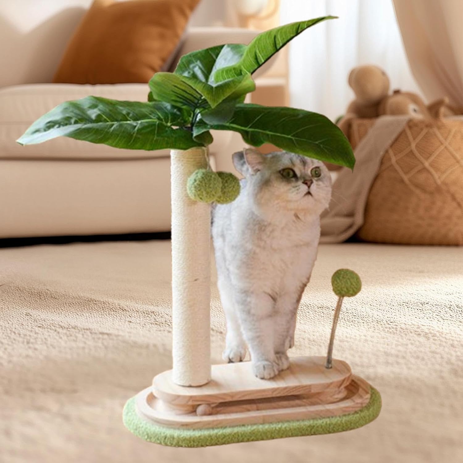 Cat Tree,Grinding Claw Climbing Pole,Vertical with Hanging Dangling Toy Balls,Cute Scratcher for Kittens