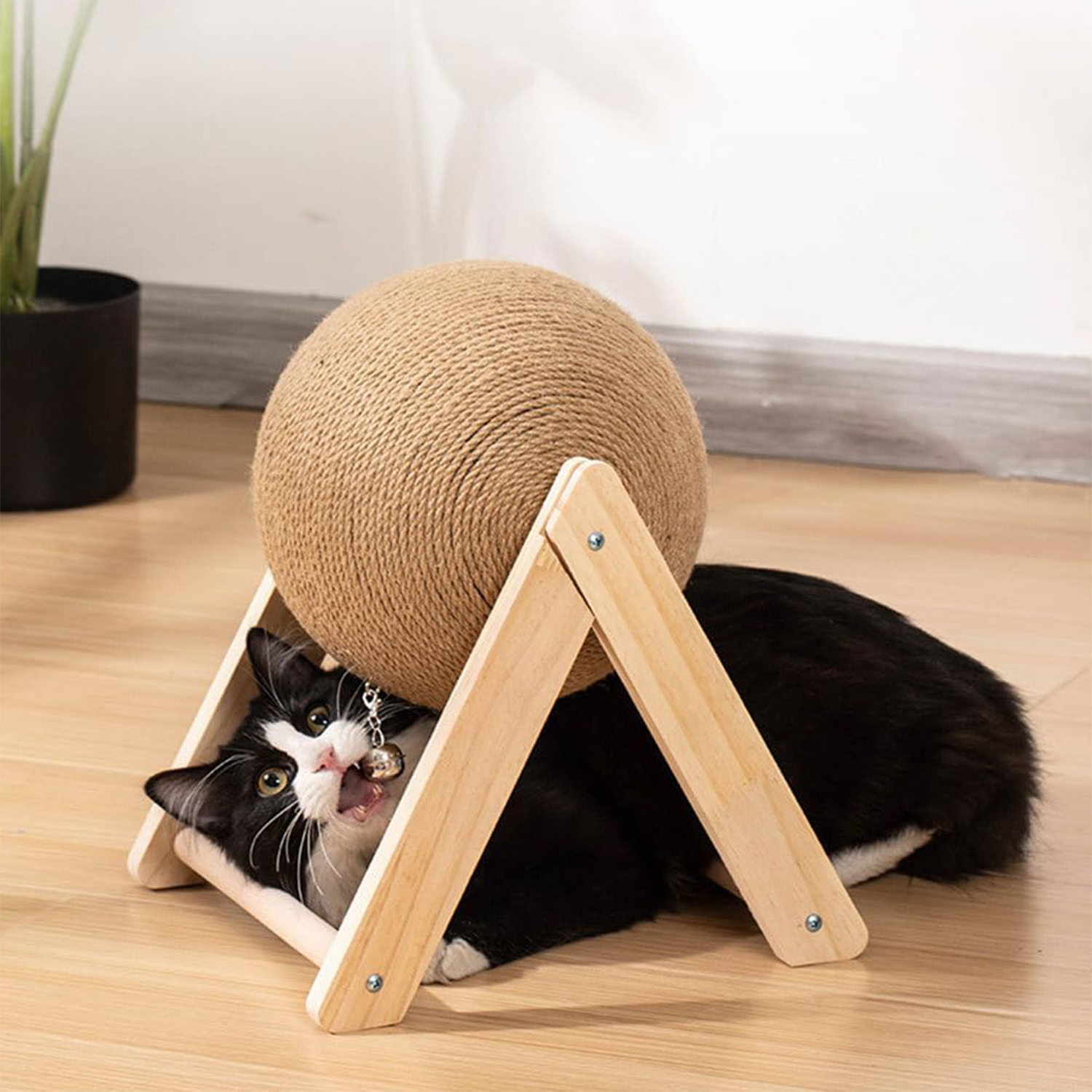 Sisal Cat Scratch Ball: Cat Scratcher Toy Natural Furniture Toy Scratching Rotatable Ball Wheel Exerciser for Indoor