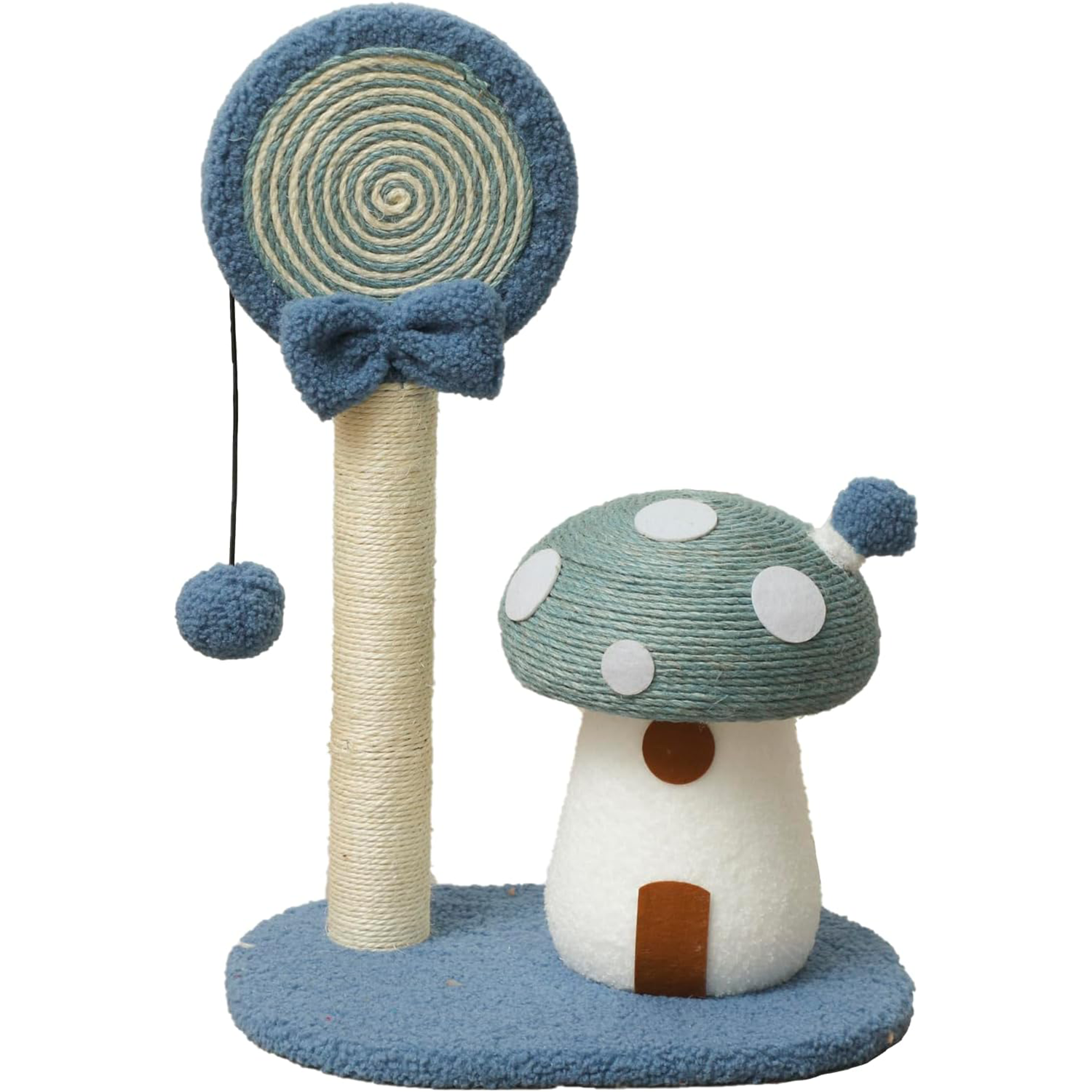 Doggie&Kittie Cat Scratching Post Cute Kitten Scratching Board Kitty Toys Mushroom Lollipop Cat Scratcher Furniture Cat Climber Climbing Tower for Indoor Cats Sisal Material (Blue)