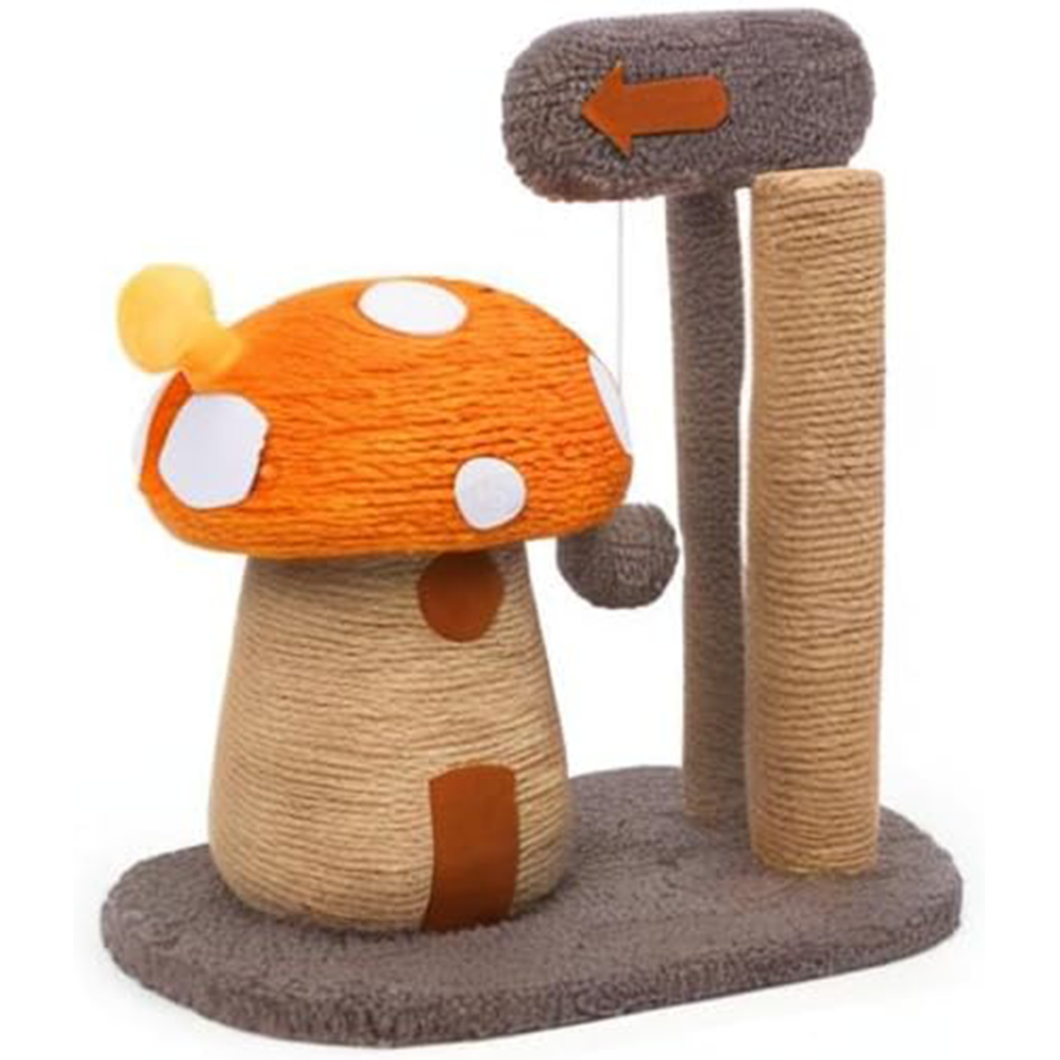 Mushroom Cat Scratcher Post, Mushroom Cat Tree & Cat Toys, Scratching Posts for Indoor Cats with Natural Sisal Rope Cat Tower to Satisfy Cats’ Claw Instincts, for Kittens Or Smaller Catcat