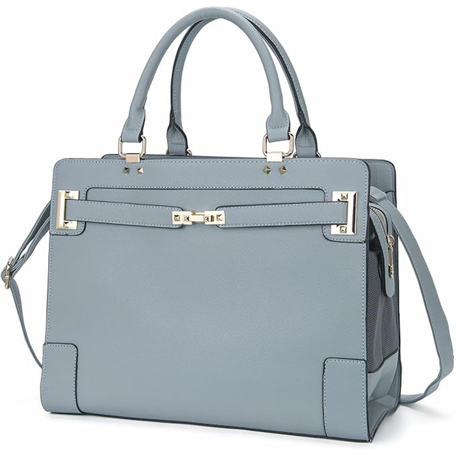 Fashion Pet Carrier Dog Cat Carrier Purse Soft-Sided Leather Handbag Pet Tote Bag for Small Dogs Puppy and Cats TSA Airline Approved (Grey)