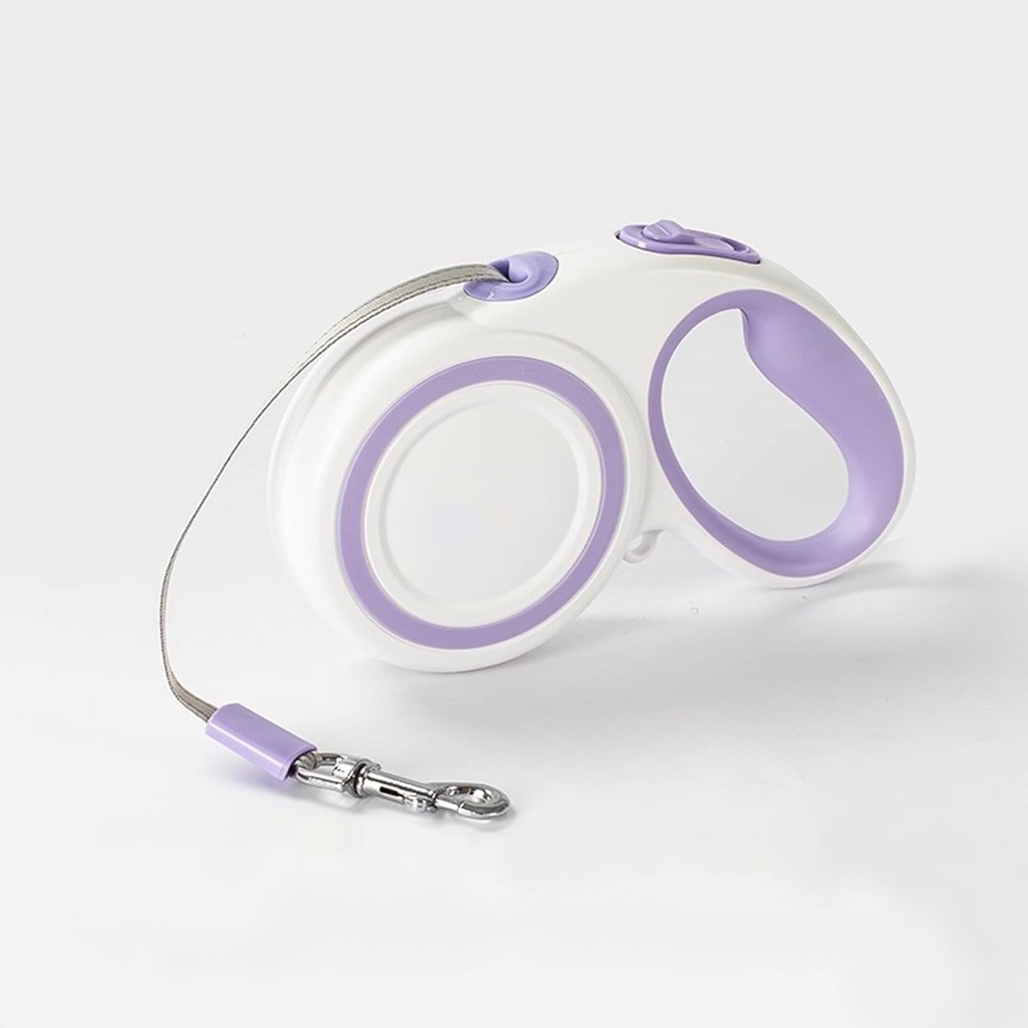 Automatic Telescopic Dog Tape, Non-Slip Handle (White-Purple, Large)