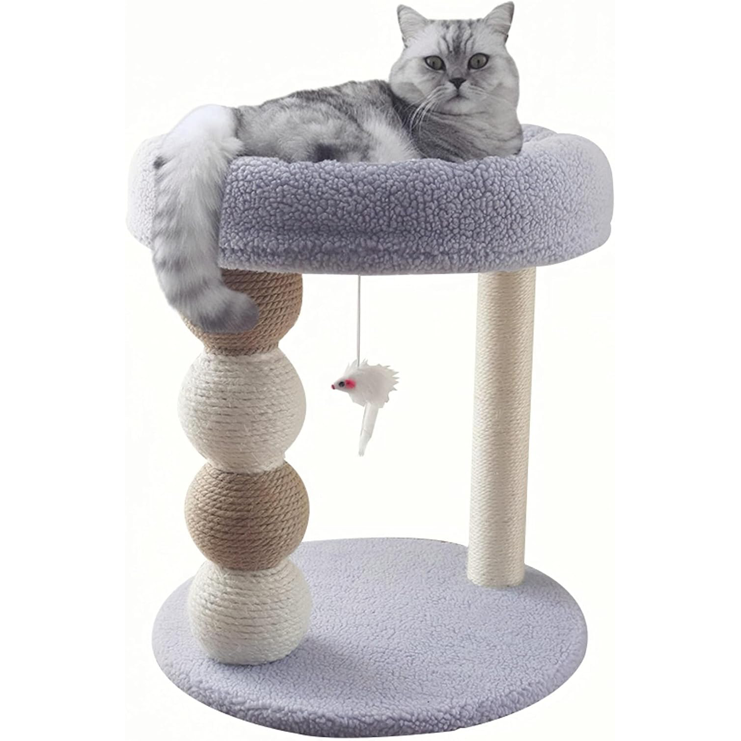 Scratching Post Beds and Plush Mouse for Kitten Play Rest 