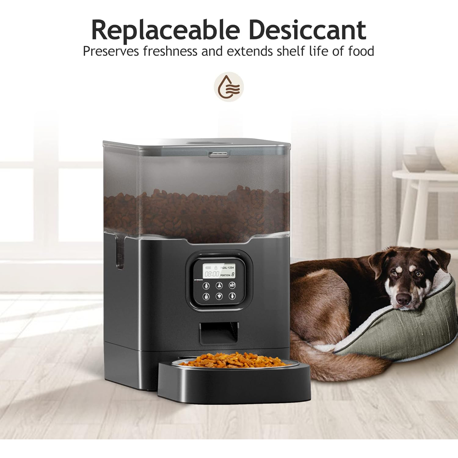 Cat Feeders with Desiccant Bag, Programmable Portion Size