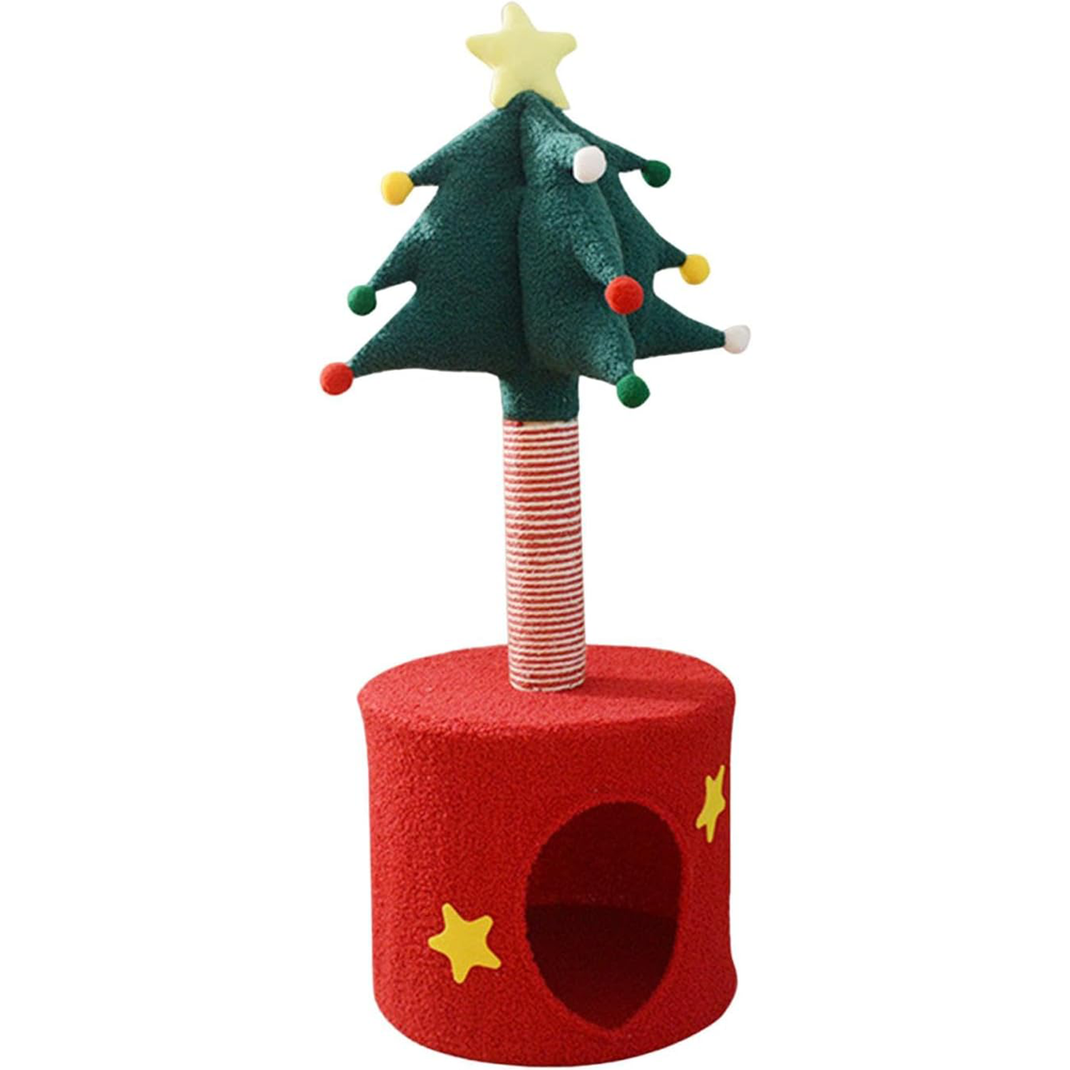 Christmas tree scratching post with sisal bed