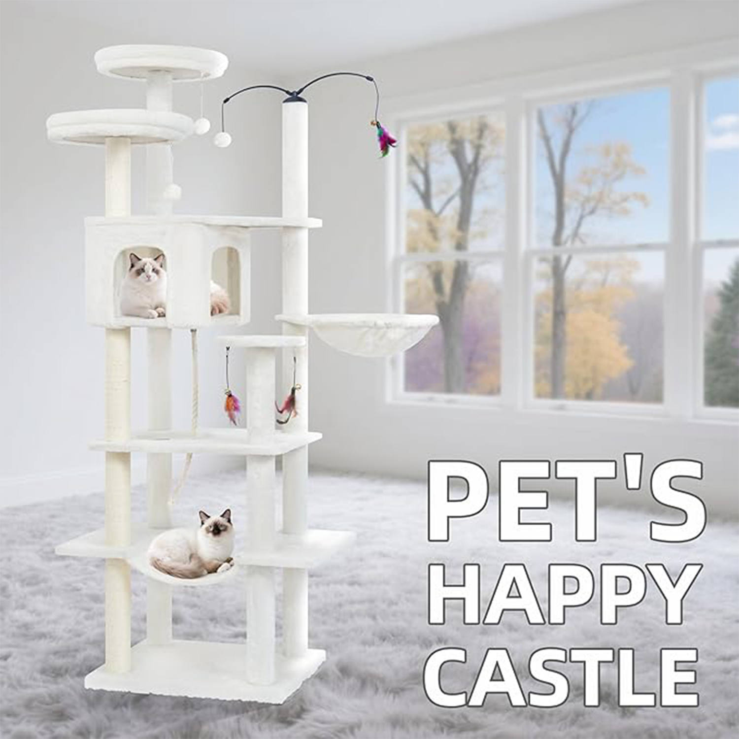 Big Cat Tree, Cat Tower with Multi-Level Condo