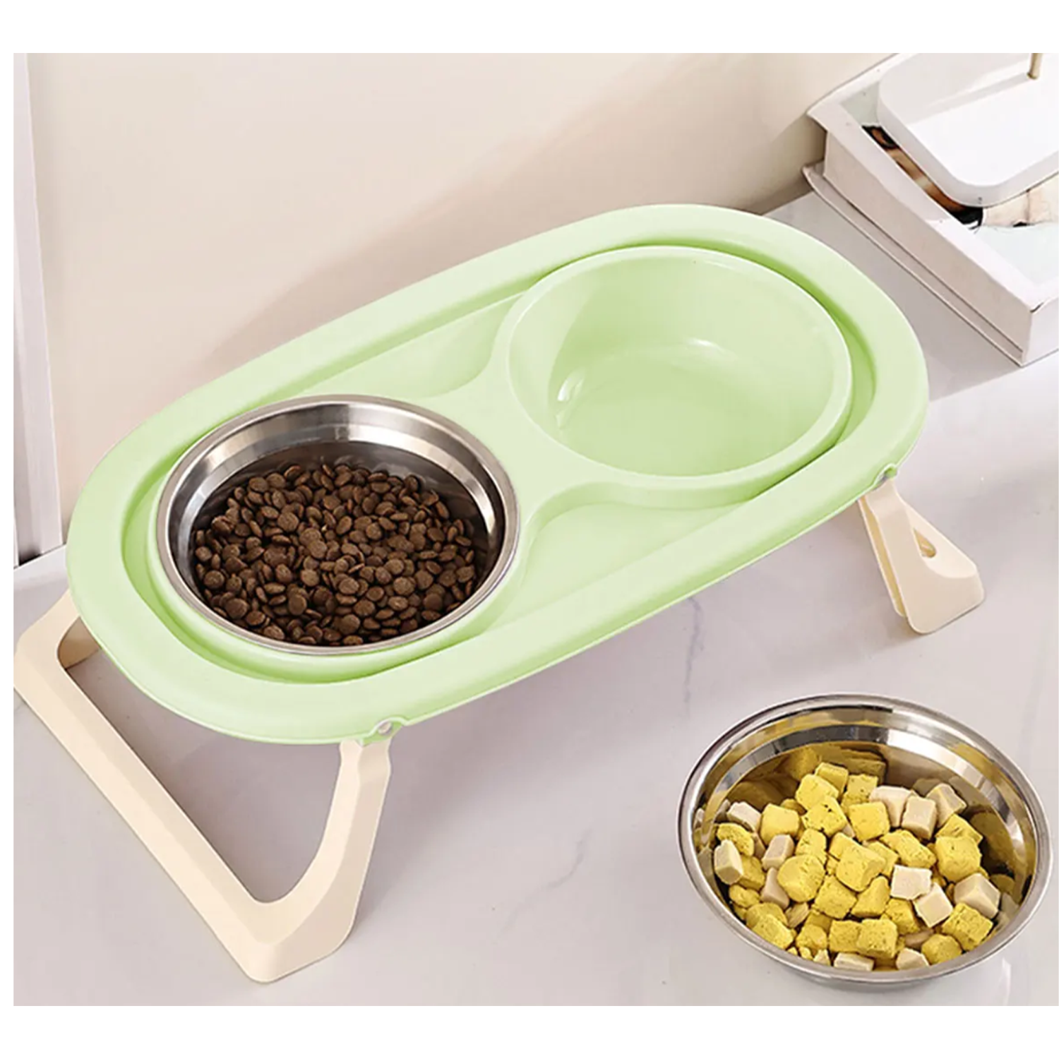  Dog Bowls with 2 Stainless Steel Dog Food Bowls for Small Medium Dogs 