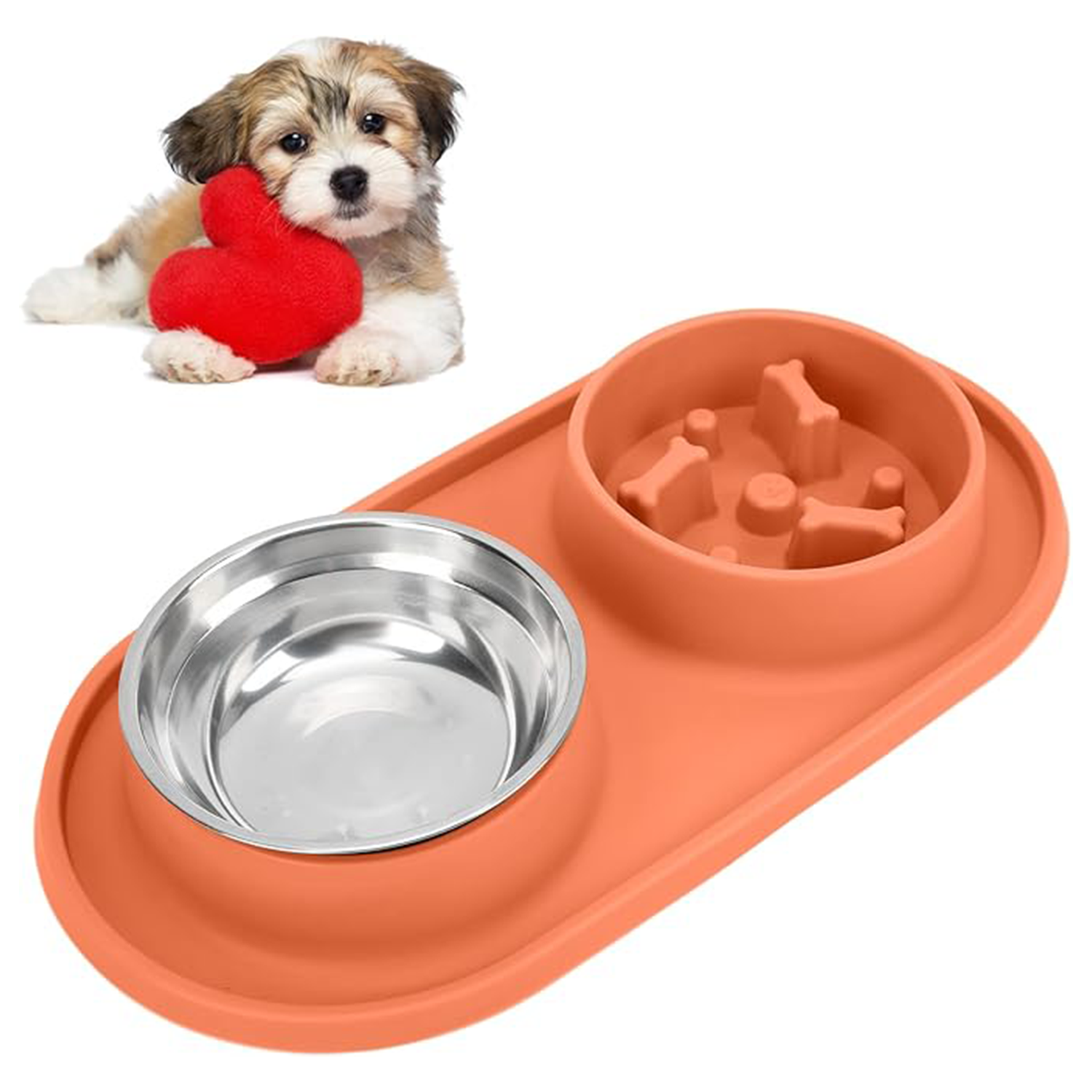  Anti Skid Removable Double Pet Slow Feeder
