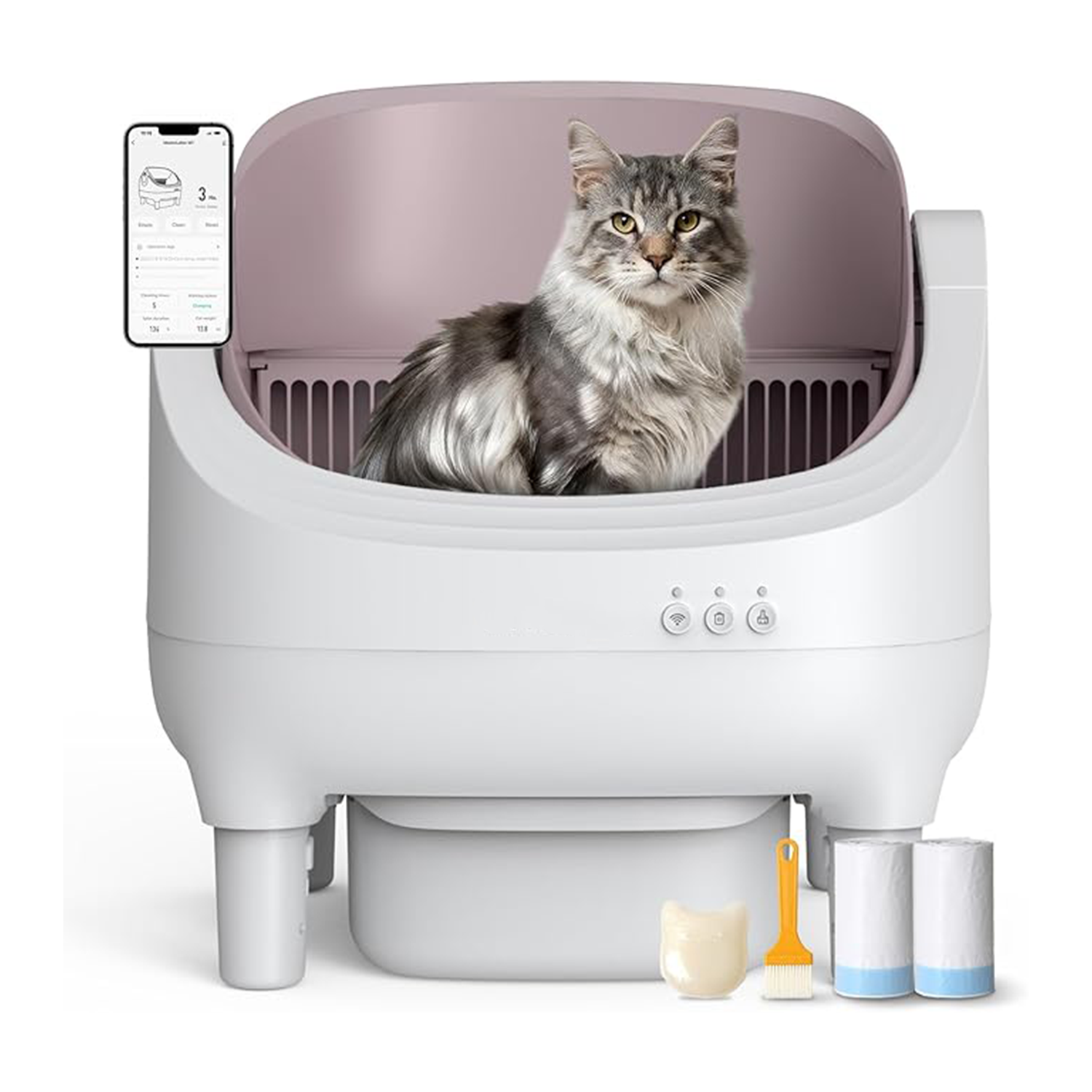 Open-Top Automatic Litter Box with Safety Sensors
